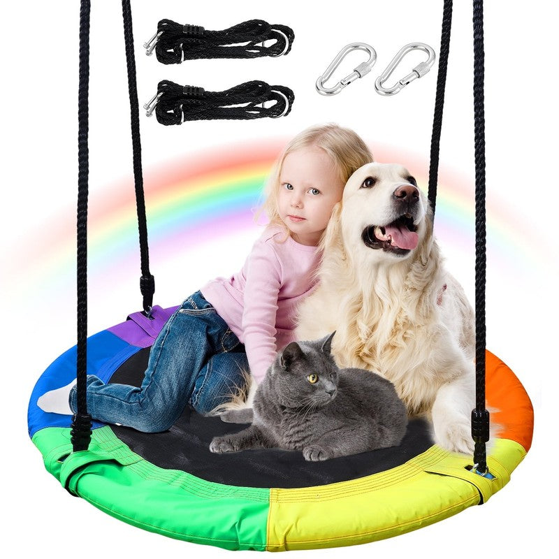 40" Saucer Tree Swing for Kids & Adults, Adjustable Rope Flying Seat Multi Color7