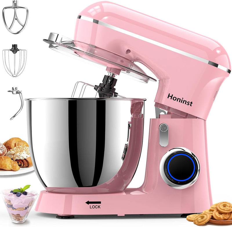 6.5QT Stand Mixer 10 Speed Tilt Head Kitchen Mixer Pink Baking Tool8