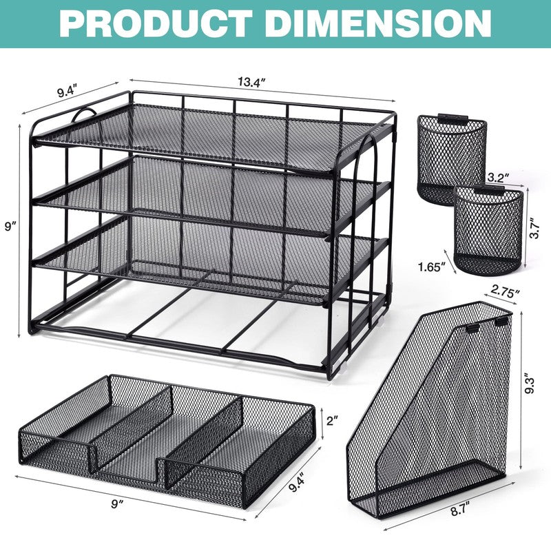 Desktop Organizer 4-Tier Desk Organizers Sets and Storage, File Organizers for D2