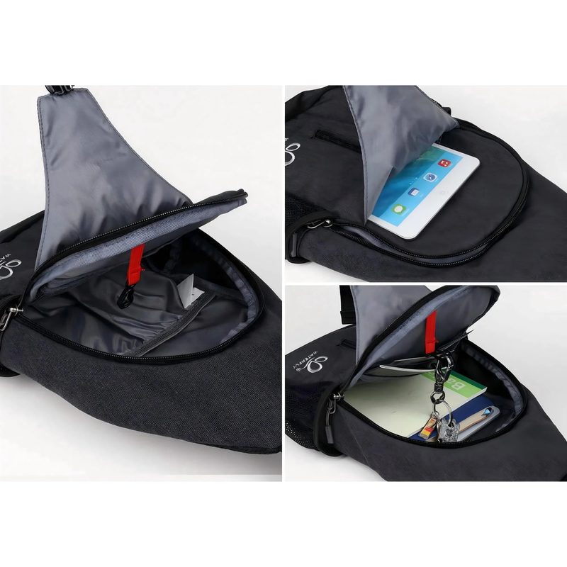 Unisex Hiking Travel Nylon Sling Bag Cross Body Shoulder Chest Bag,Black3