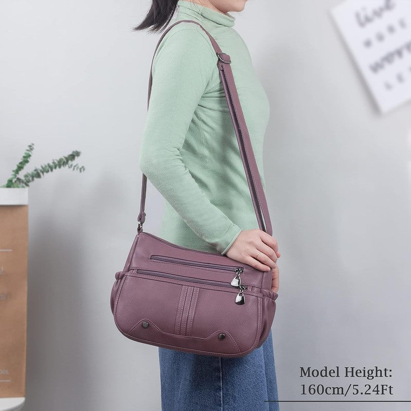 Women Soft PU Leather Crossbody Bag Multi Pocket Shoulder Handbag Tote Satchel1