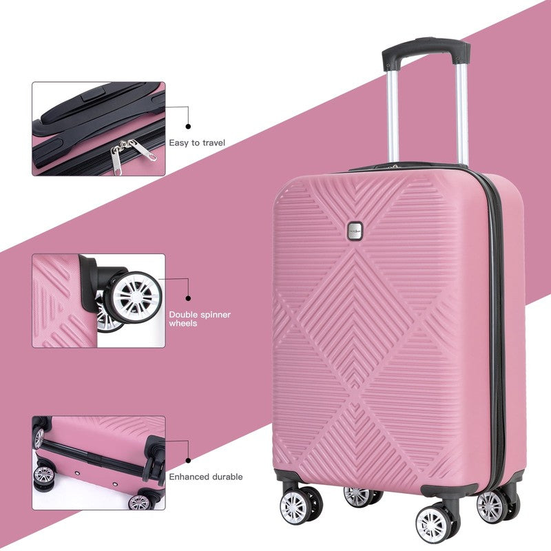 Stylish 4 Piece Pink Hardside Luggage Set with Spinner Wheels   Lightweight4
