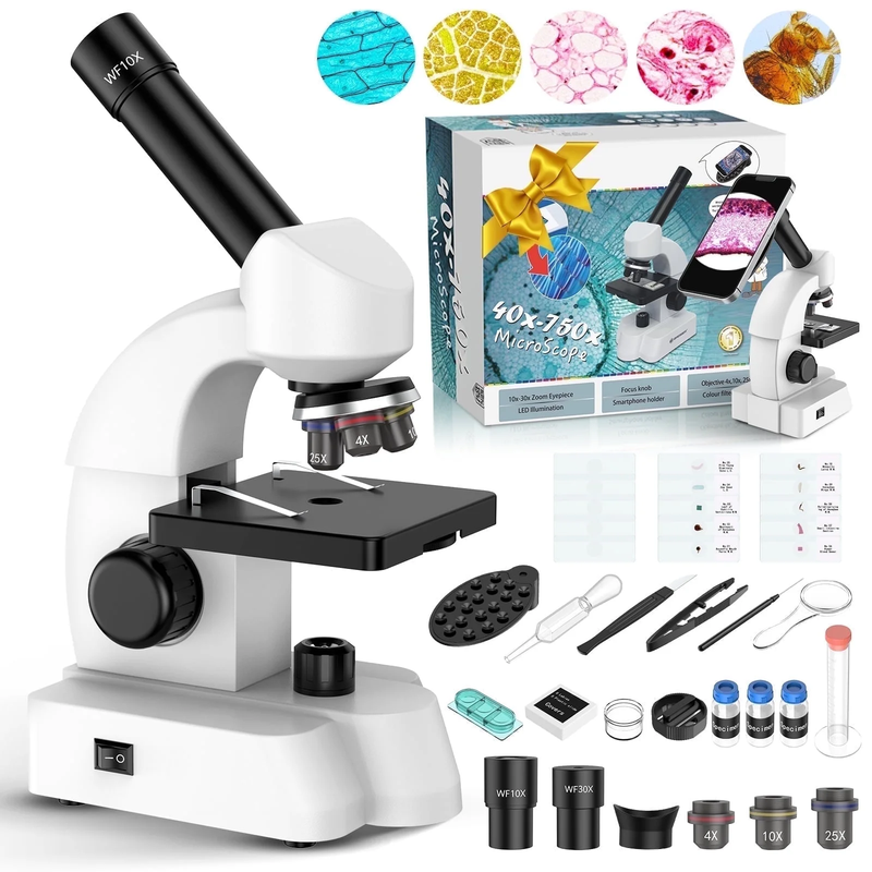 Student Compound Microscope for Kids w/ Slides Kit & Smartphone Adapter10