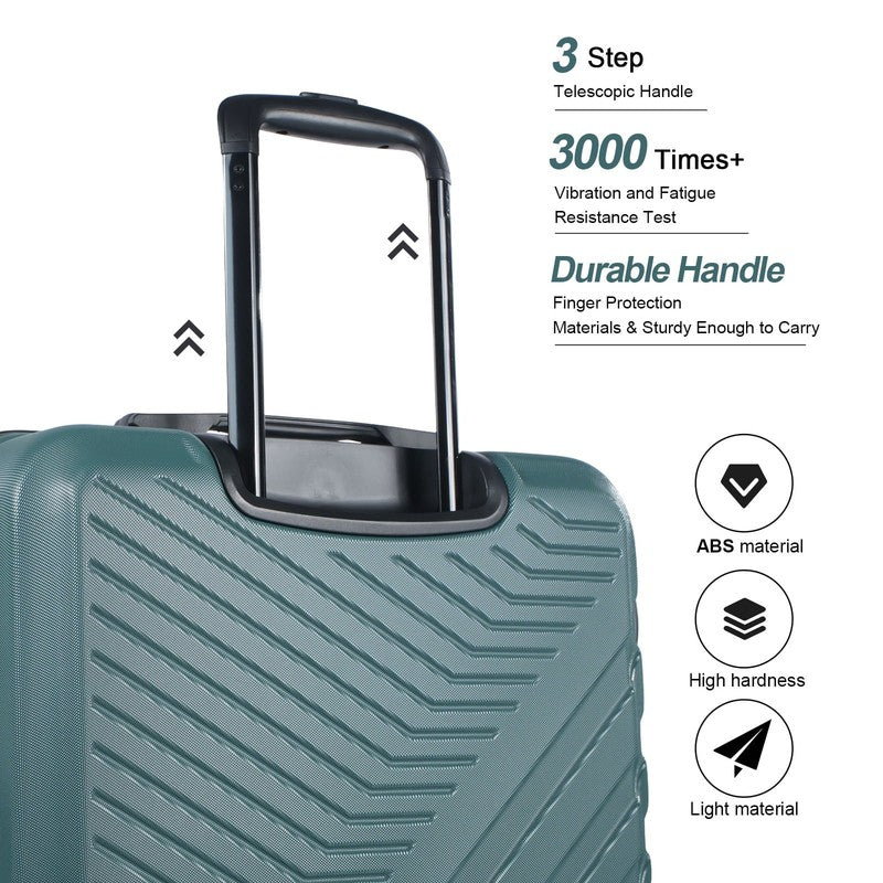 3Pc Hardside Luggage Set TSA Lock Spinner Wheels 20 24 28in Dark Green5