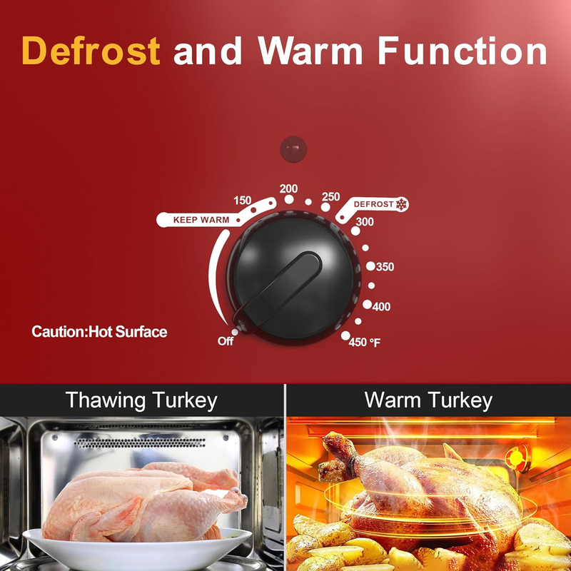 20Qt Electric Roaster Oven Stainless Steel Red Removable Pan & Rack2