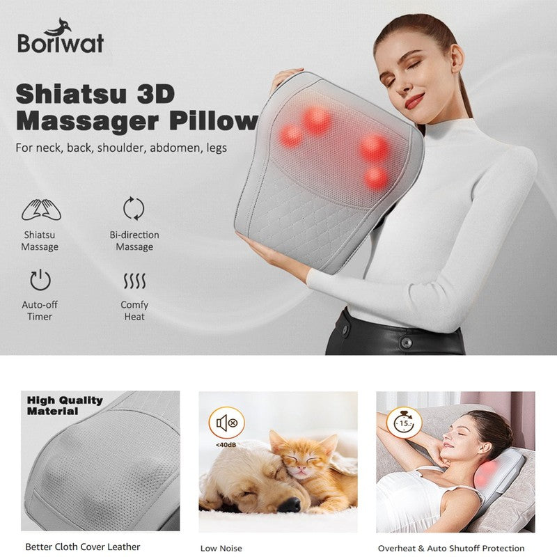 Neck & Back Massager w/ Heat, 3D Shiatsu Deep Kneading Pillow, Black6
