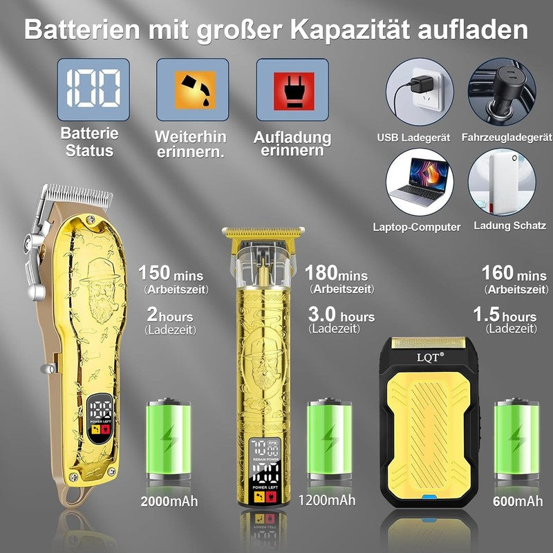 Gold Professional Hair Clipper Set for Men - Cordless Grooming Kit3