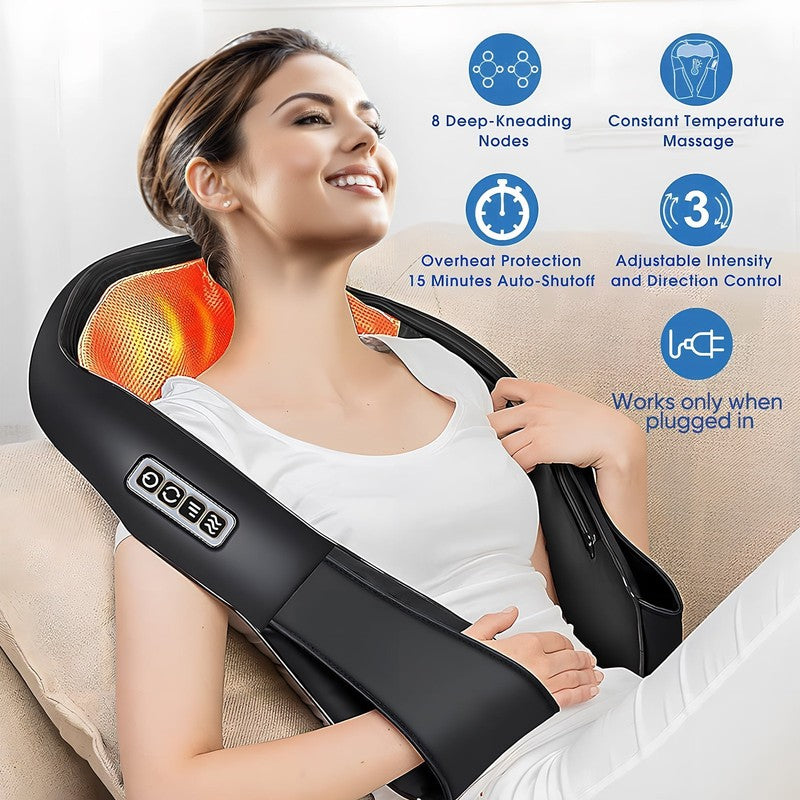 Shiatsu Neck Shoulder Back Massager w/ Heat, Deep Tissue Kneading Pillow   Black1