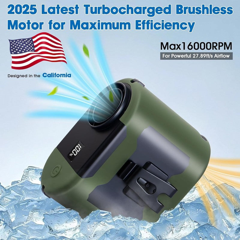 2025 Rechargeable Portable Waist Fan 40H, 5 Speeds, Wearable for Outdoor Use1