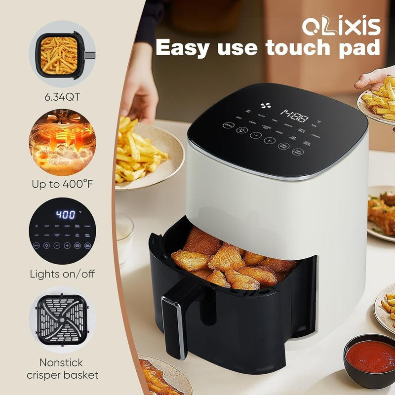6QT Square Air Fryer, 12-in-1, Air Fry, Roast, Dehydrate, Bake, 400°F, Beige3