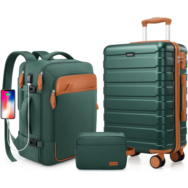 Carry on Luggage Set 3 Piece Hard Shell Luggage Sets with YKK Zipper Spinner Whe9