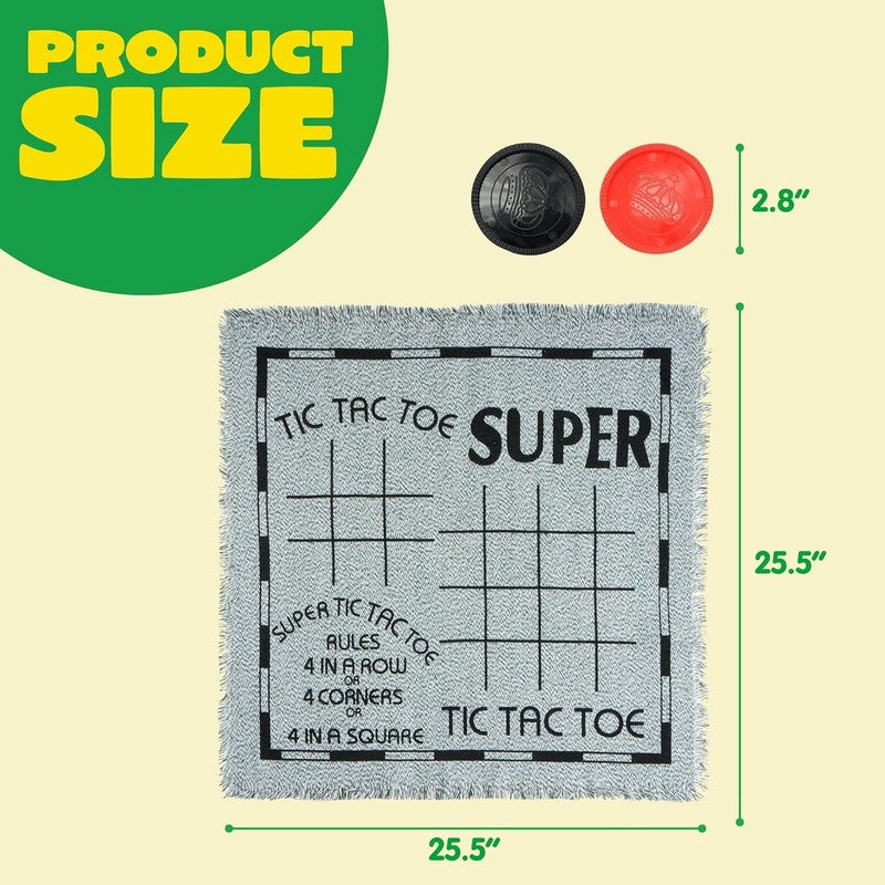 3-In-1 Vintage Giant Checkers, Tic, Tac, Toe, with Reversible Mat, 24 Chips, Fam6