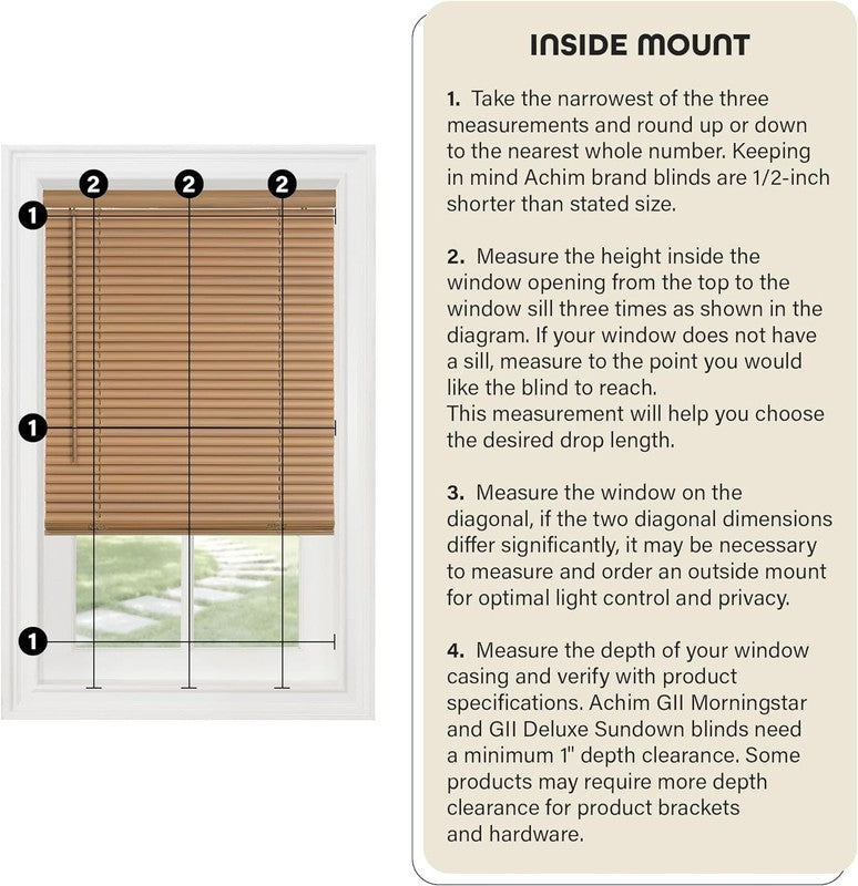 Cordless Pearl White Mini Blinds 29x64 Inch for Indoor Windows - GII Morningstar3