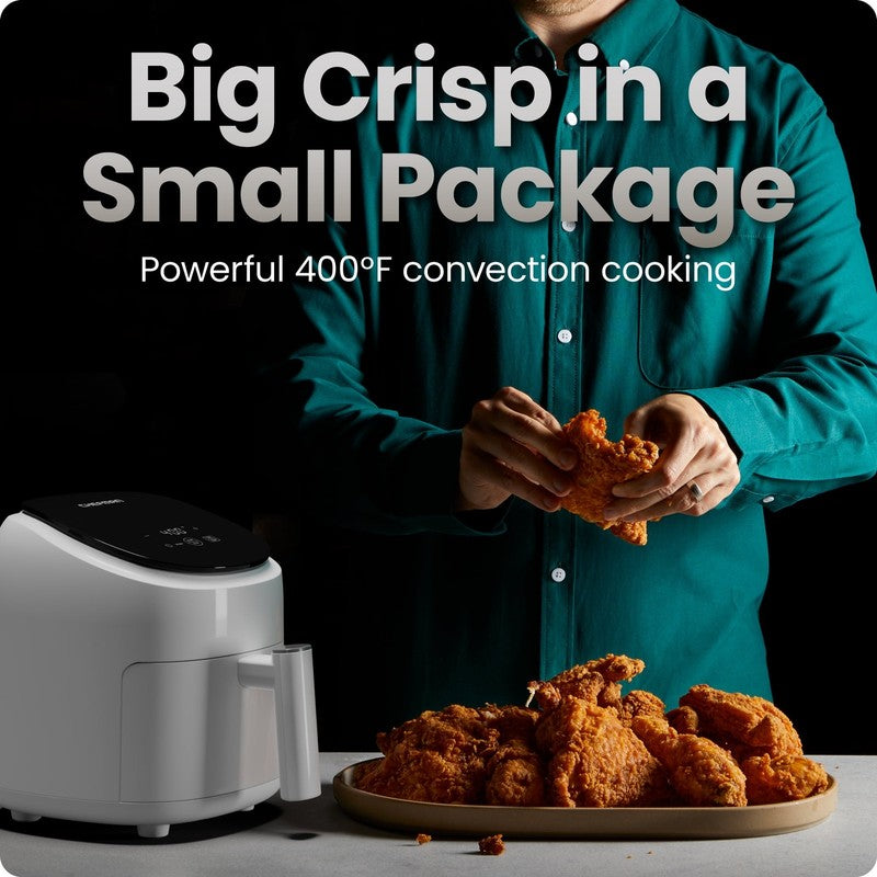 White 2 Qt Turbofry Digital Air Fryer Compact Quick Meal Dishwasher Safe2