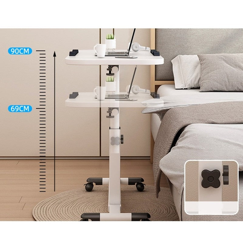 Home Medical Overbed Table, Hospital Bedside Table with Tilting Desktop and Whee5