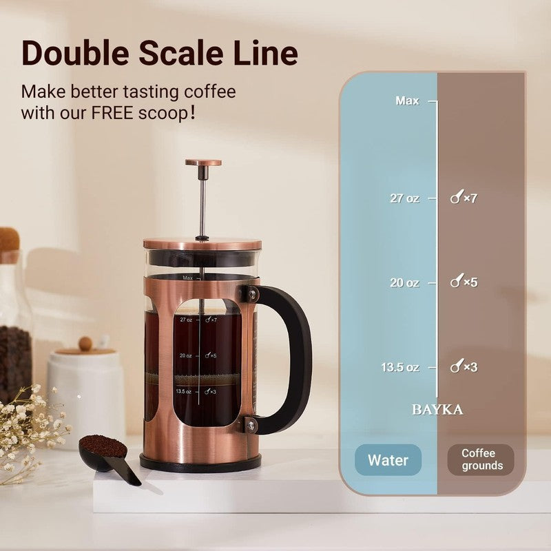 French Press Coffee Maker 1L 34Oz Borosilicate Glass Stainless Steel Copper5