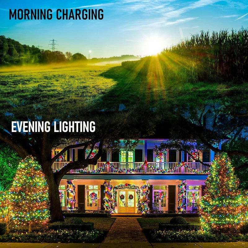 2 Pack Total 400LED 132FT Multi-Colored Christmas Solar String Outdoor Lights, S6