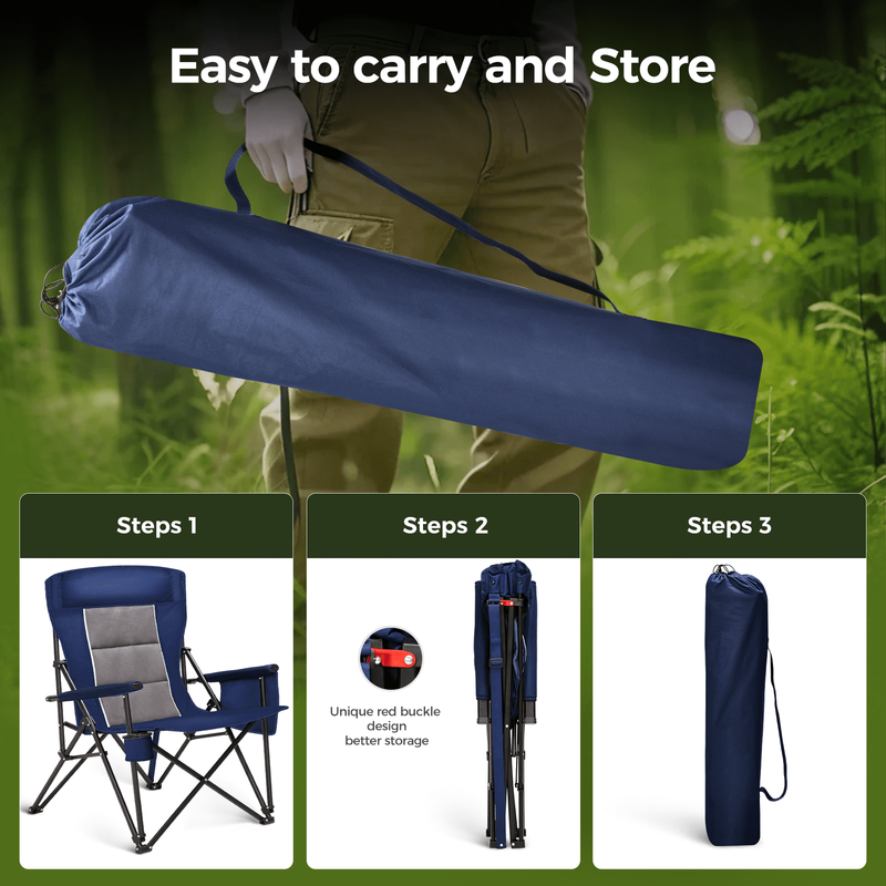 2-Pack Oversized Camping Chair Heavy Duty High Back Camping Chairs 500Lbs Capaci7