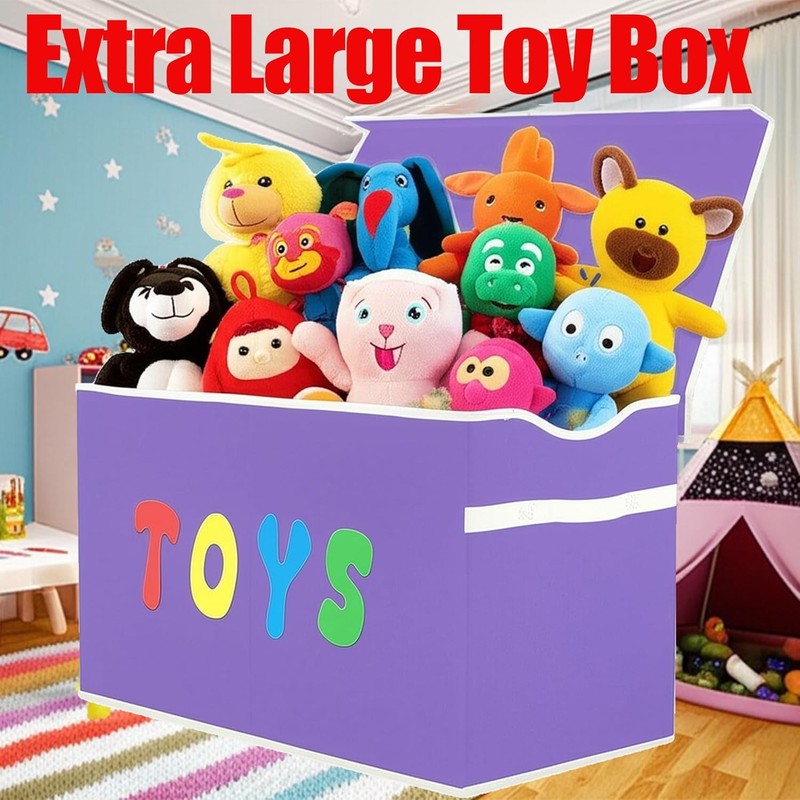 Toy Box Chest Collapsible Kids Storage Bins Extra Large Organizer Purple1