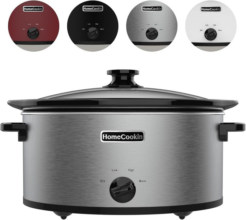 7Qt Oval Slow Cooker Manual 3-Setting Stainless Steel Pot Warmer6