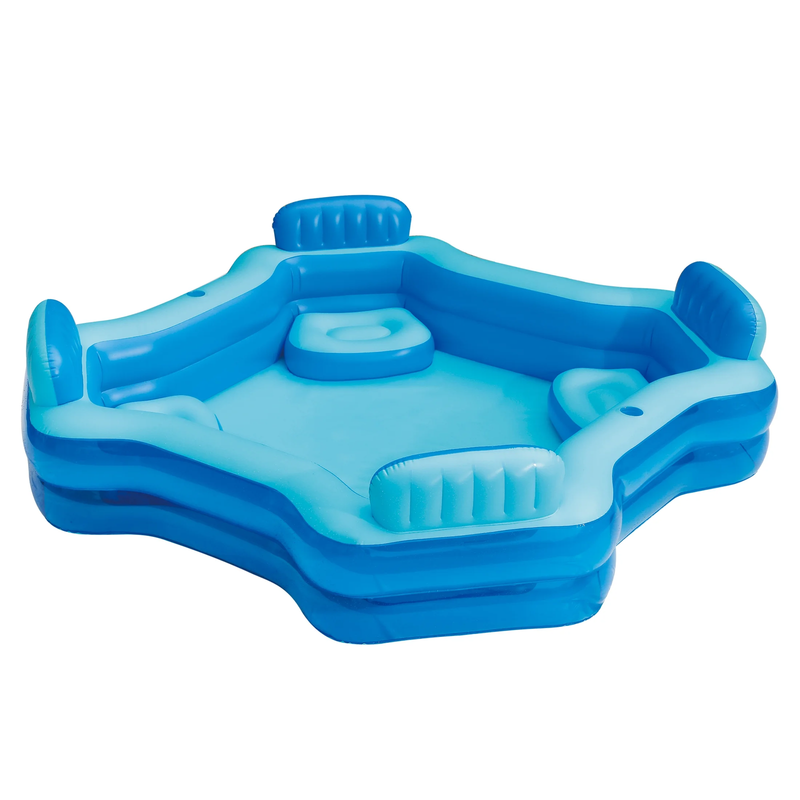 Blue Deluxe Comfort Inflatable Family Swimming Pool, 4 Seats, Square, Age 6 & Up9