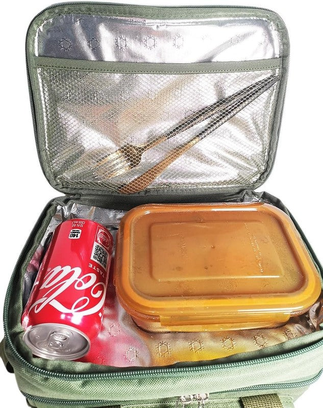 Insulated Lunch Bag Double Deck Lunch Box Picnic Cooling Bag Leakproof Lunchbox 5