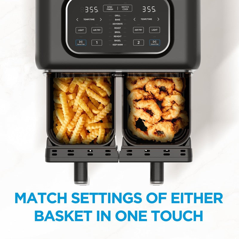 Dual-Zone 8.4Qt Air Fryer 9-in-1 Separate Zones Sync Finish Black3