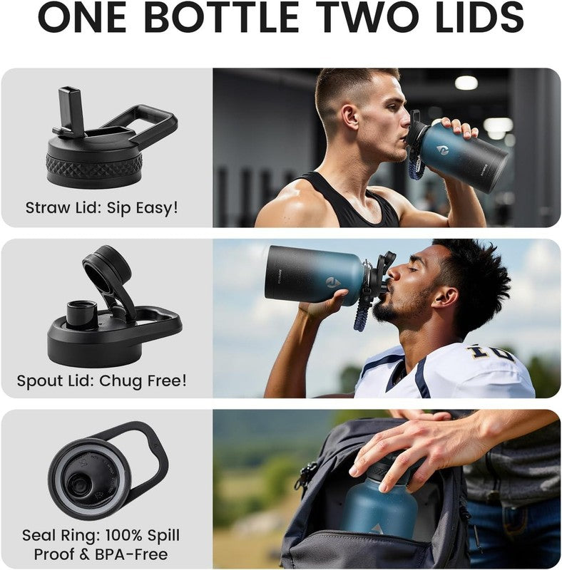 64oz Insulated Water Bottle Midnight Blue Speckle   Triple Wall Vacuum Cold2