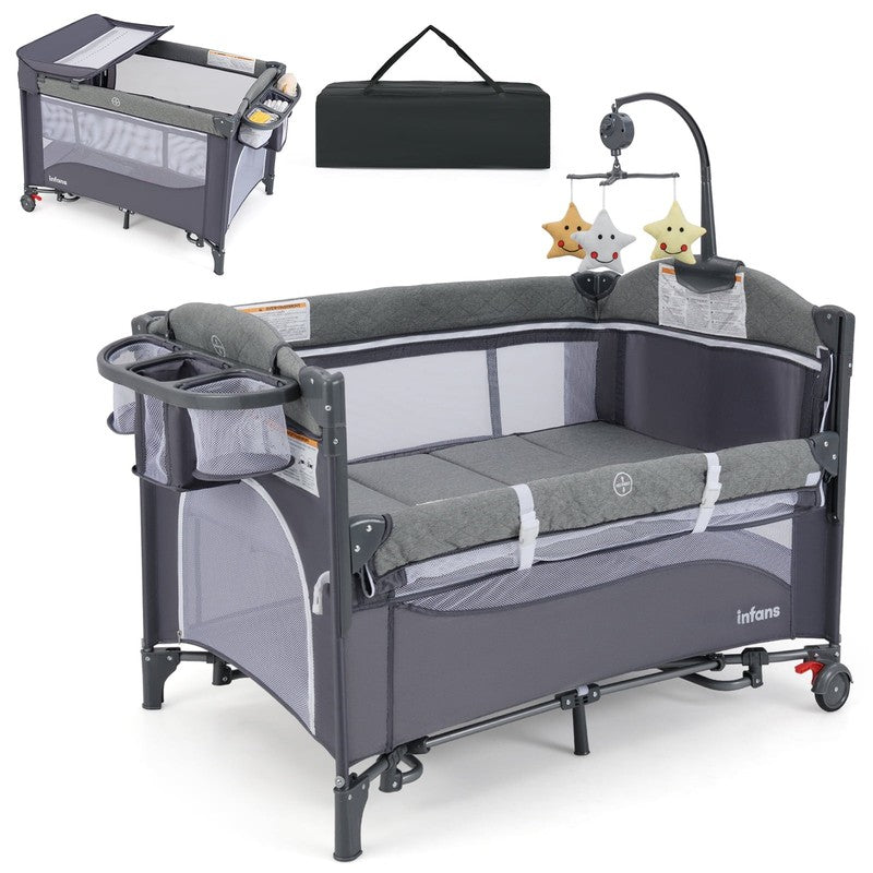 5 in 1 Portable Playard, Larger Size Baby Bassinet Bedside Sleeper, Diaper Chang8