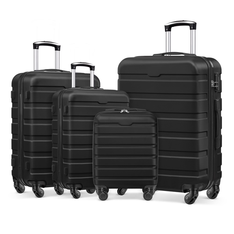 4 Piece Luggage Set Hardside Spinner Suitcase 16 20 24 28 Inch Lightweight Black9