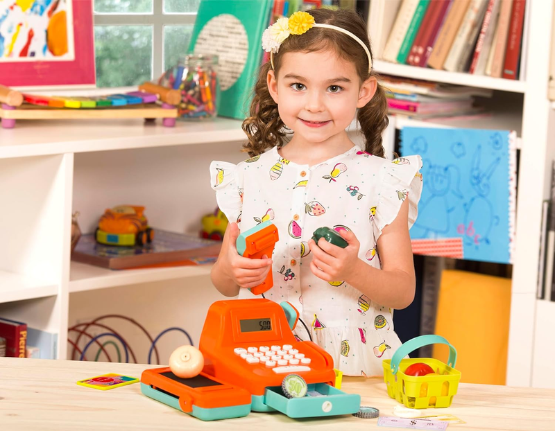   Interactive Kids Cash Register with Scanner & Sounds   26 Piece Pretend Play S2