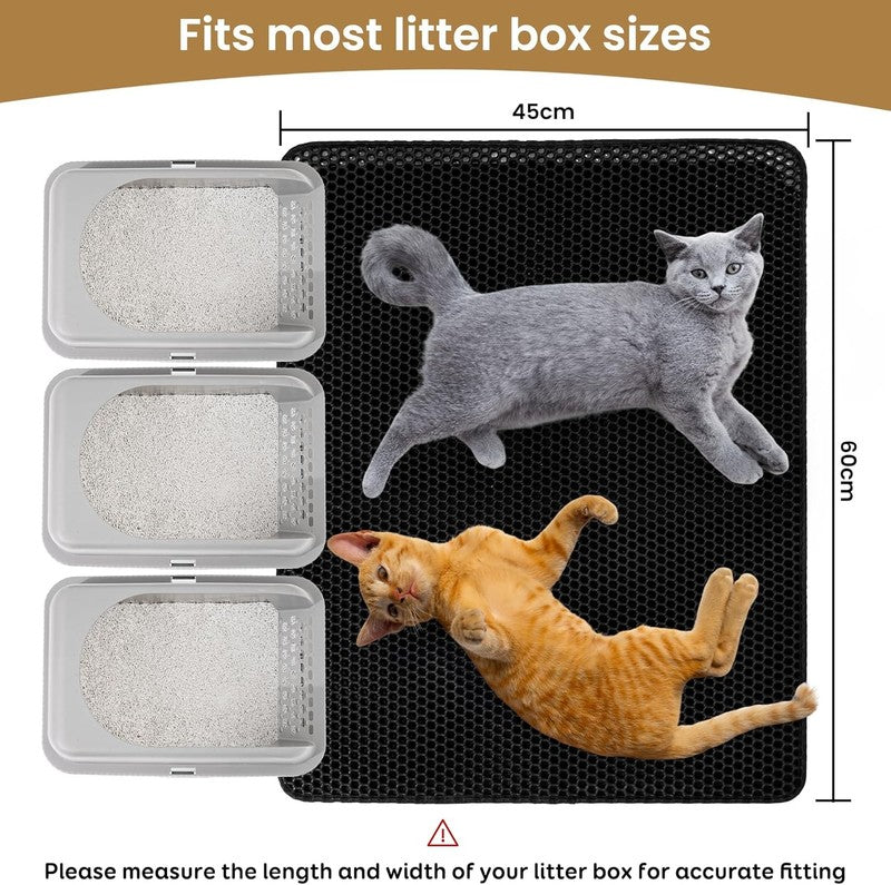 Cat Litter Mat 24X18 Inches, Honeycomb Double Layer Traps Litter & Waterproof Le3