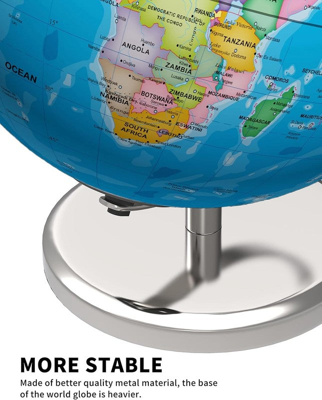 9in Illuminated World Globe w/ Stand LED Constellation Night Light Base4
