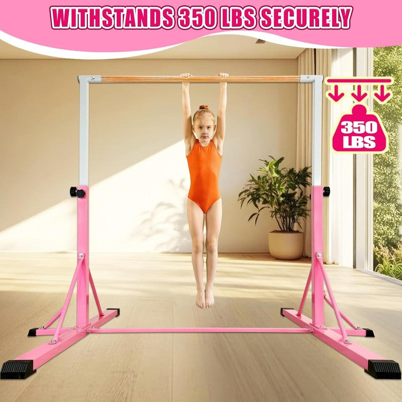 Kids Gymnastics Bar 35"-60" Adjustable Kip Bar 4FT Base Home Training5