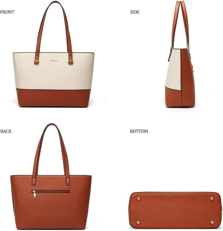 Women Fashion Synthetic Leather Handbag Set 4PCS Tote Shoulder Satchel Purse1