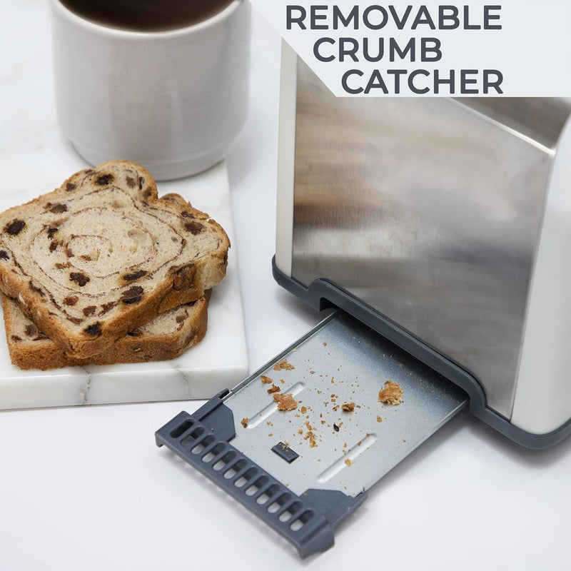 Stainless Steel 2 Slice Toaster Wide Slot 5 Browning Bagel Defrost Cancel Cream3