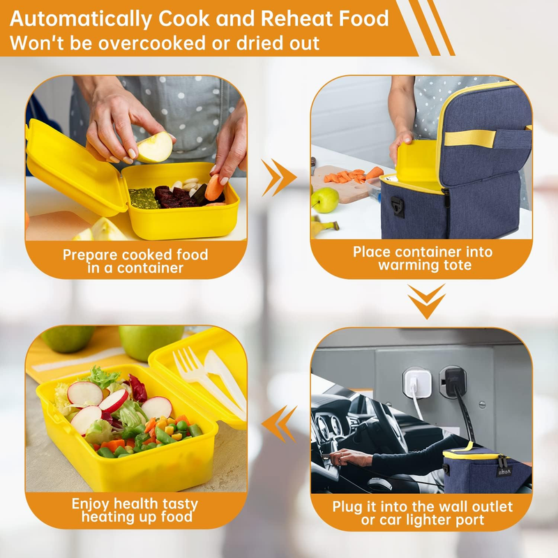 Portable Electric Lunch Box Food Warmer 12V/24V/110V Car Oven Navy Blue4
