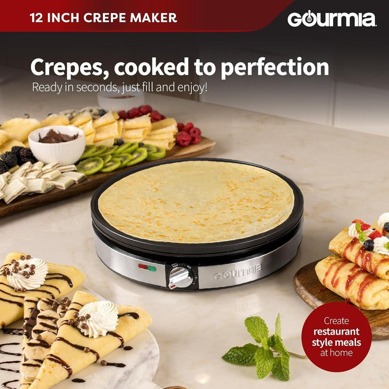 12" Electric Crepe Maker Nonstick Griddle Pancakes Omelets Stainless Steel1