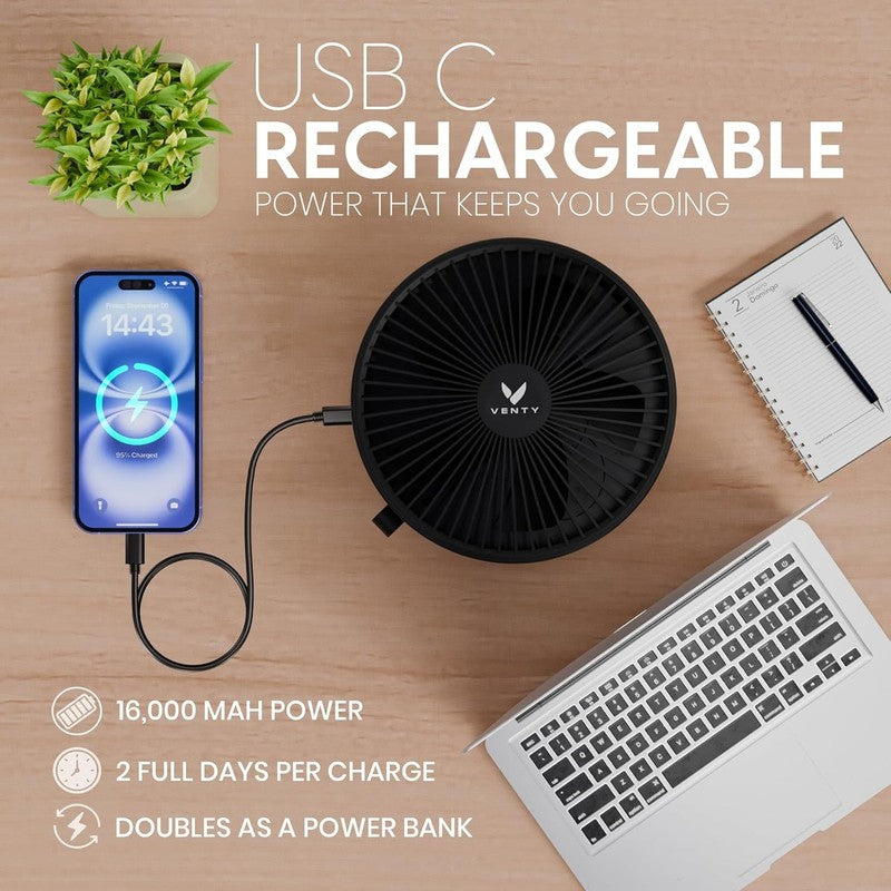 Portable Wireless Fan with LED Light & Remote - Ideal for Travel & Outdoors NEW6