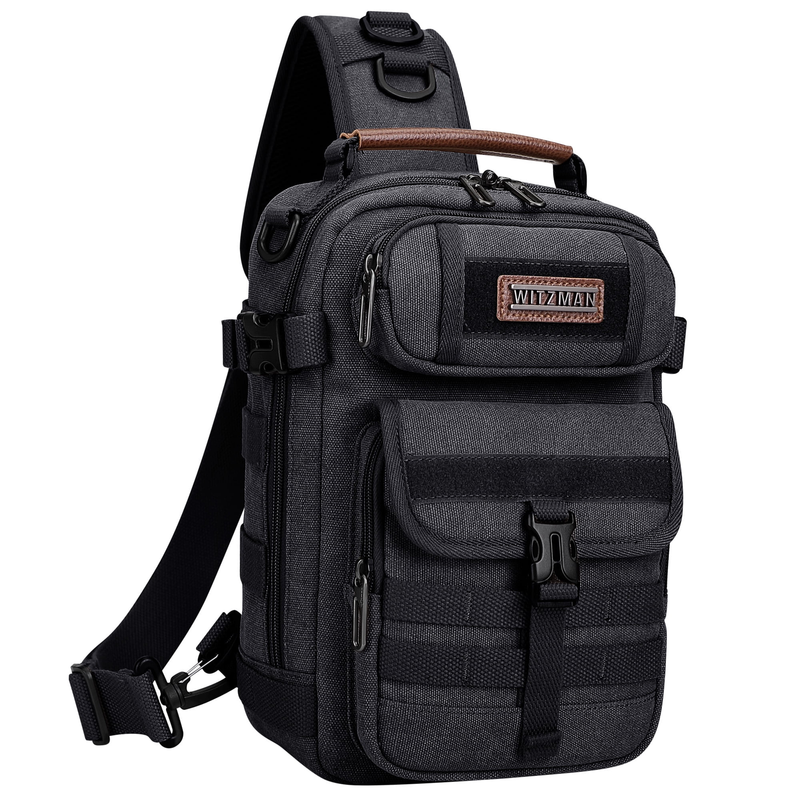 Sling Bag for Men Canvas Casual Chest Bag with USB Charging Port for Travel Dail9