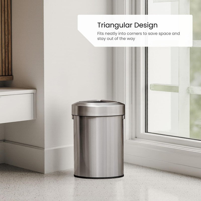 16 Gal / 60L Open Top Trash Can Commercial Office Triangular Silver3