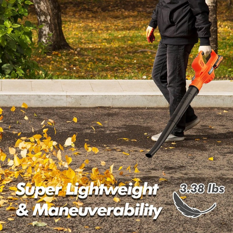 Cordless Leaf Blower 21V 2 Speed w/ 2 Batteries & Charger Lightweight6