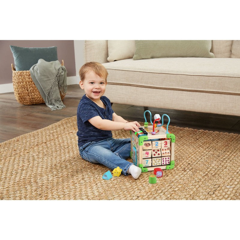 Wooden Activity Cube Touch & Learn FSC Certified Baby Toddler Toy4