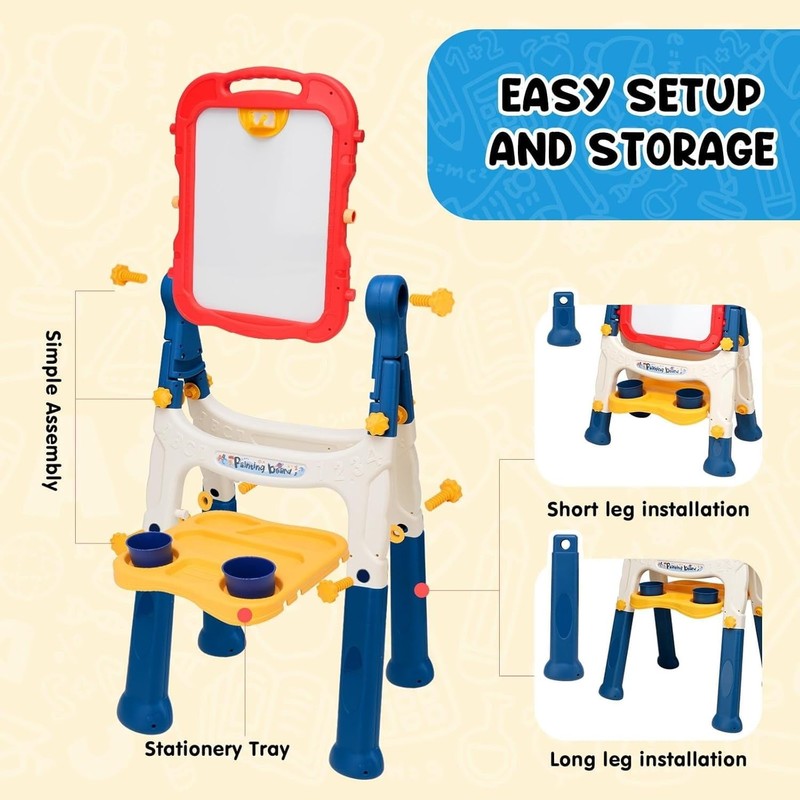 Art Easel for Kids, Adjustable Double-Sided with Chalk Board & Magnetic Whiteboa6