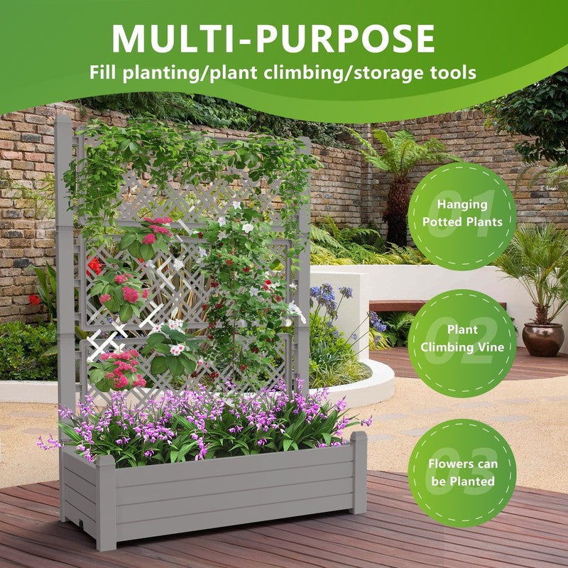 Raised Garden Bed with Trellis for Climbing Plants, Raised Herb Garden Bed with4