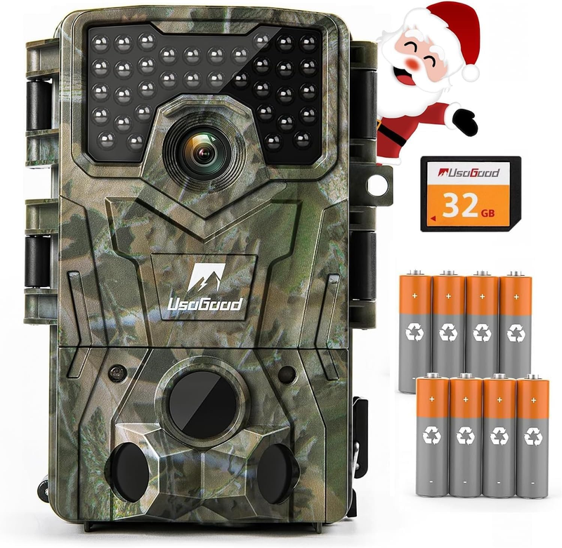 Trail Camera 4K 48MP Game Cam 8 Batteries 32GB Night Vision IP66 120° 2" Screen0