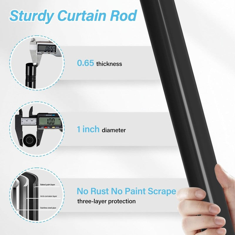 Adjustable 30-60" Black Curtain Rods - Modern Heavy Duty for Any Room2