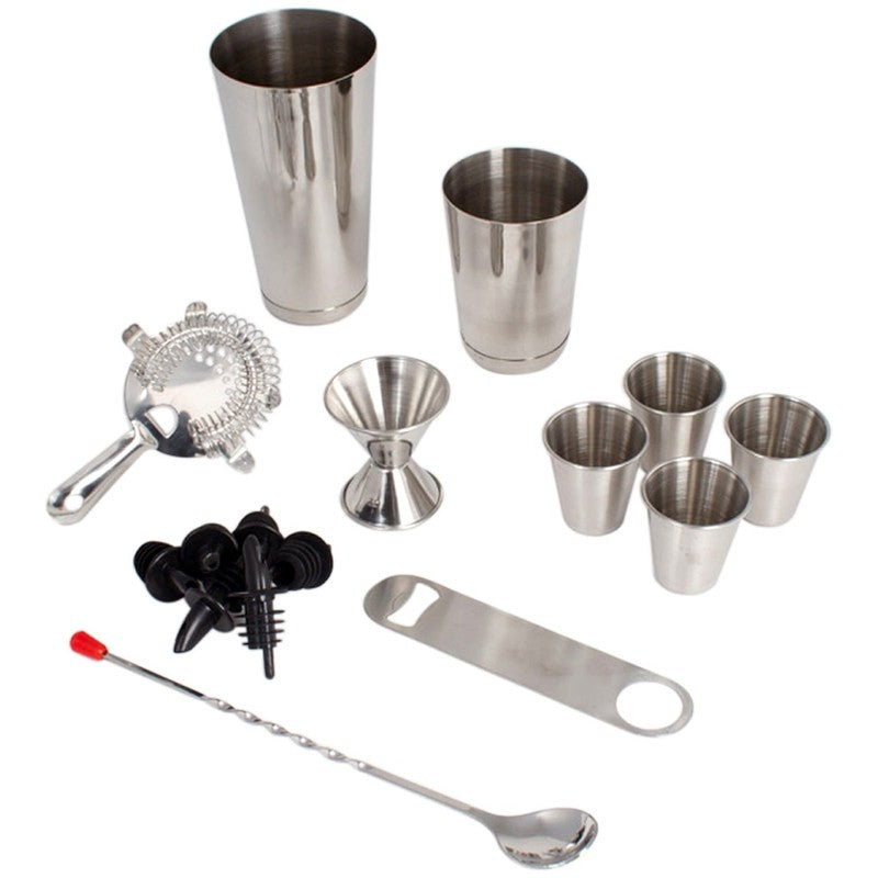 16 Pc Cocktail Shaker Bar Tool Set - Silver2
