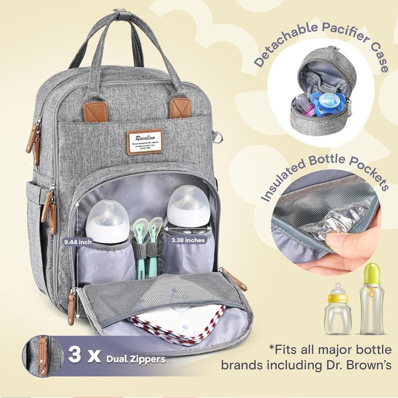 Diaper Bag Backpack Multifunction Travel Baby Diaper Bag with Changing Pad, Insu2