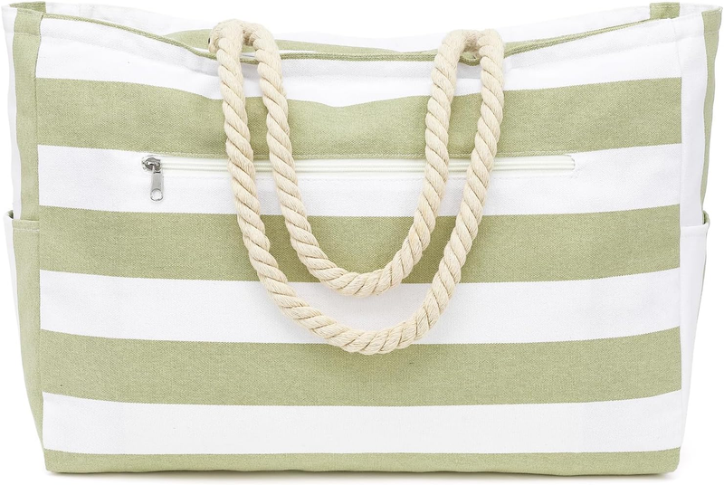 Waterproof Beach Bag Large Canvas Tote Wet Pocket Zipper Cruise Pool Bag1